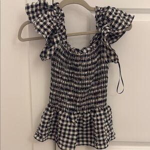 Gingham Ruffle Smocked Top